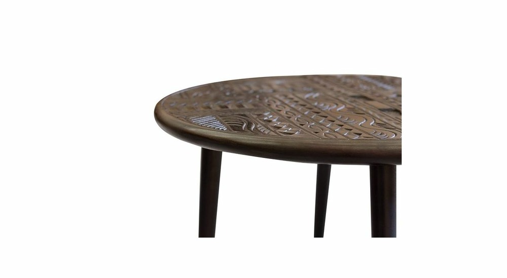 Table basse bois, fer marron 55x55x55cm - bois-fer