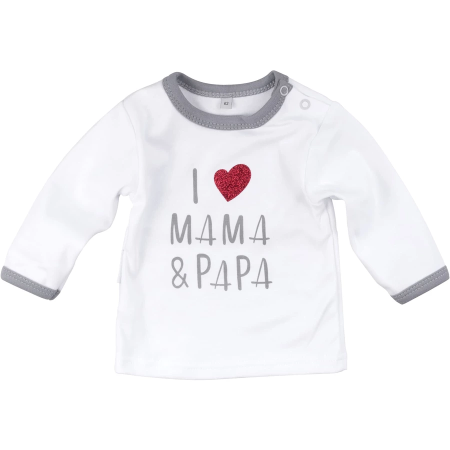 Baby Sweets 2tlg Set Shirt + Hose I love Mama & Papa weiß grau