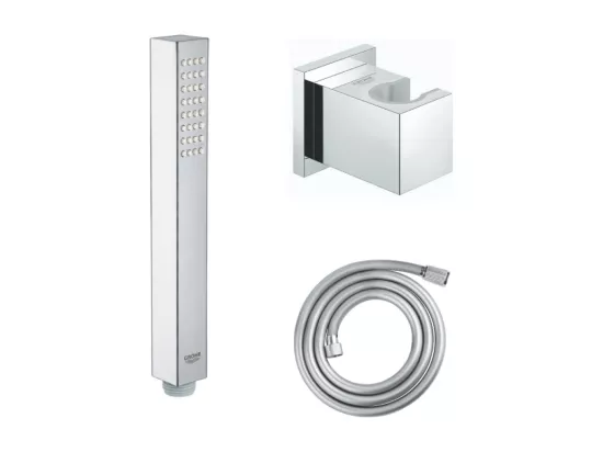 GROHE Douchette Vitalio Joy Cube avec flexible Twistfree VitalioFlex Comfort 1750 chromé + support mural cube Euphoria
