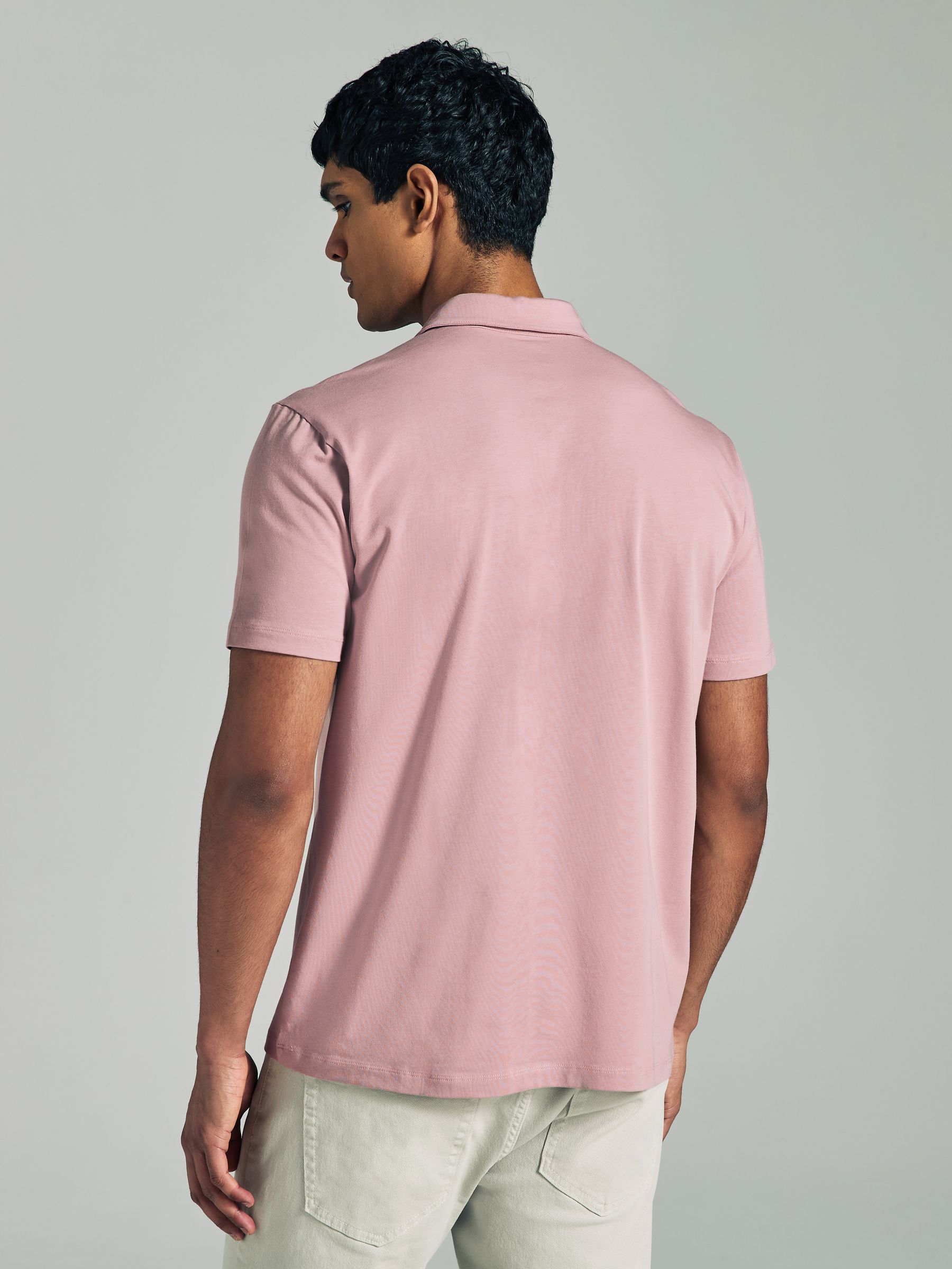 Marineblauw/grijs/roze - Set van 3 jersey poloshirts met korte mouwen