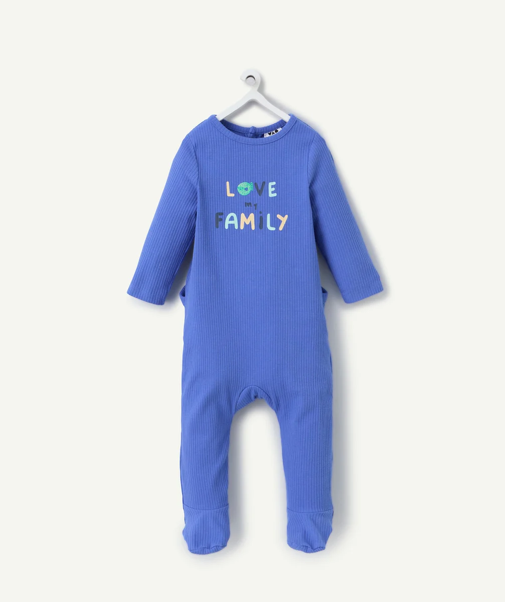 dors-bien bébé garçon en coton biologique bleu avec message