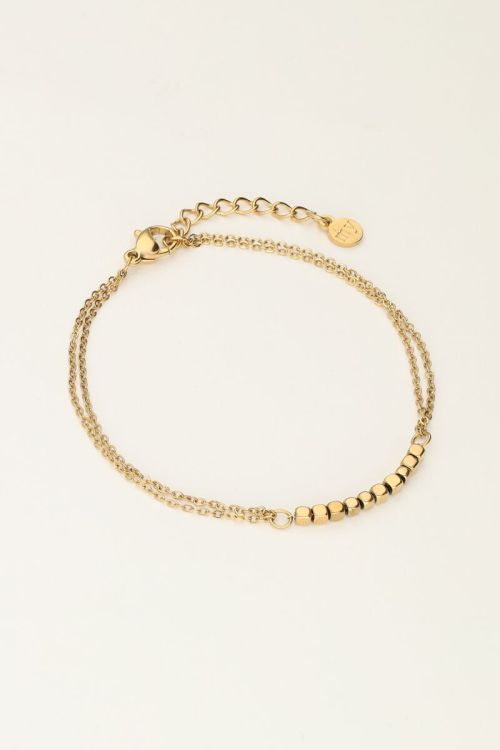 Armband met dubbele ketting en vierkantjes