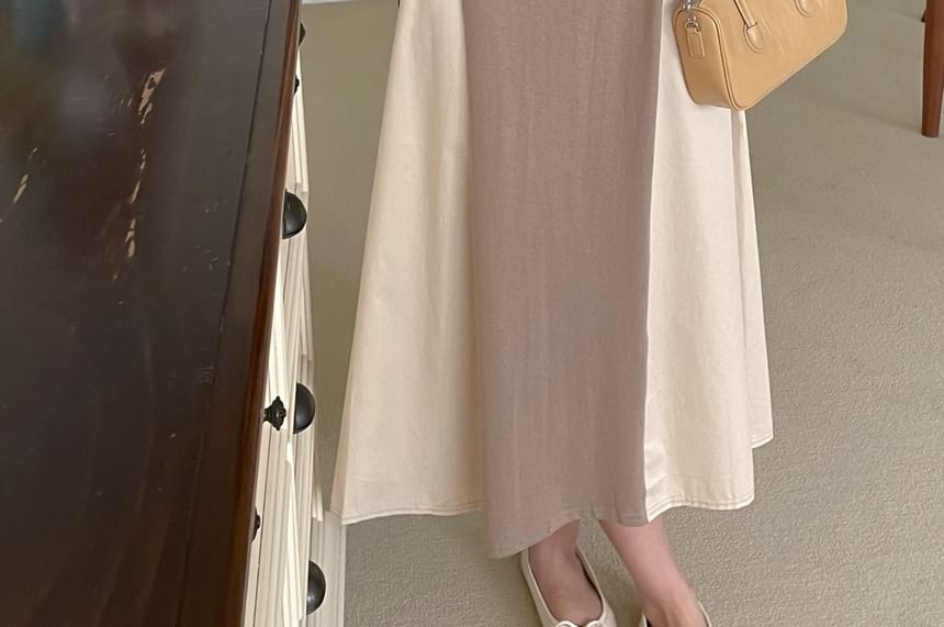 Chubby Girl - Midi-jurk met 3/4-mouwen en twee kleuren