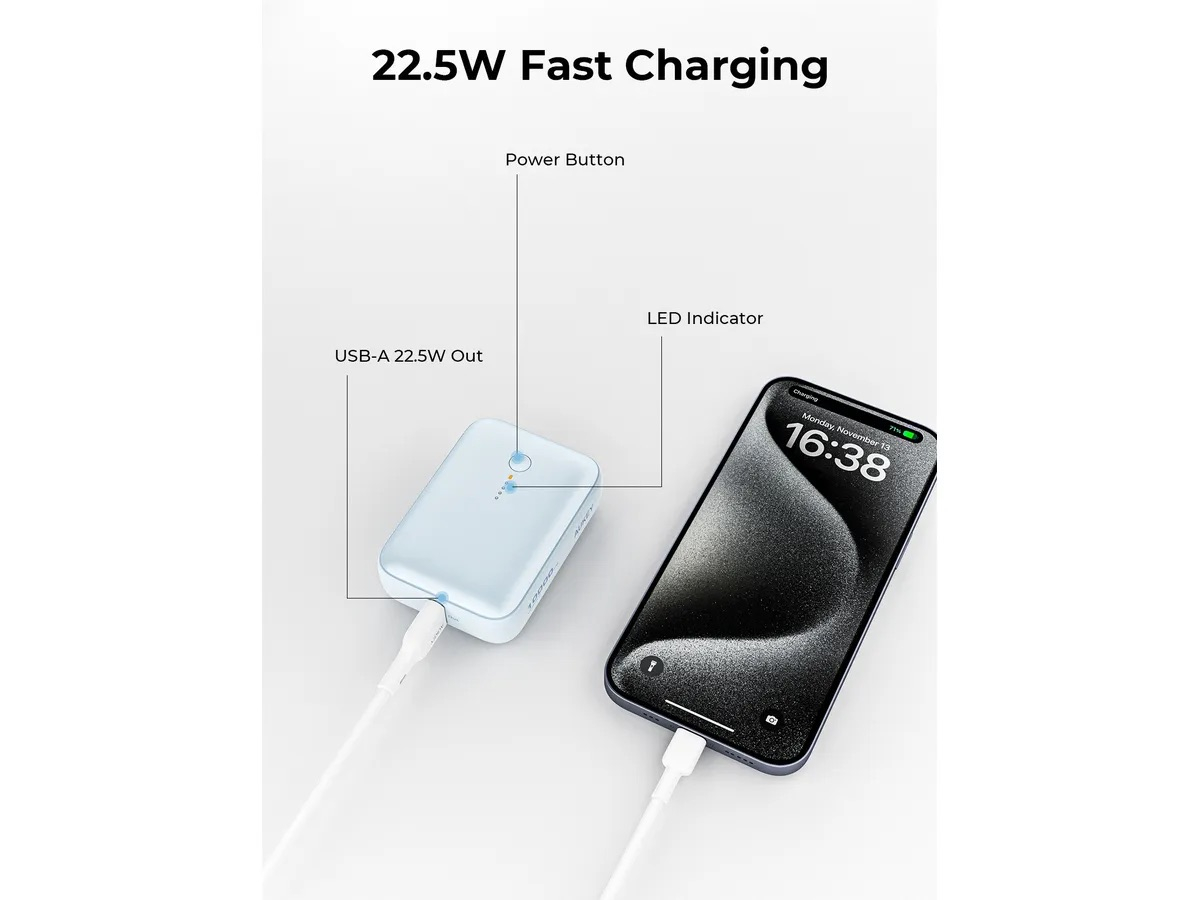 (20W) Spark Mini 10000mAh Powerbank USB C / USB A Ladegerät Power Delivery Quick Charge (PB-Y55 BL) - Blau