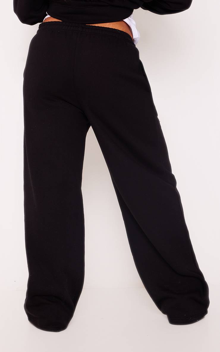 Noir Jogging Grande Taille Taille Mi-haute Jambe Droite Avec Détails De Coutures