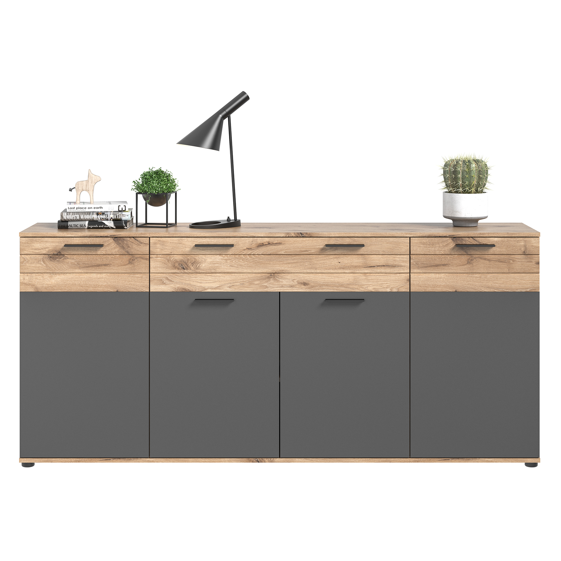 Sideboard MASON - Nox Oak - Basalt grau - 200 cm