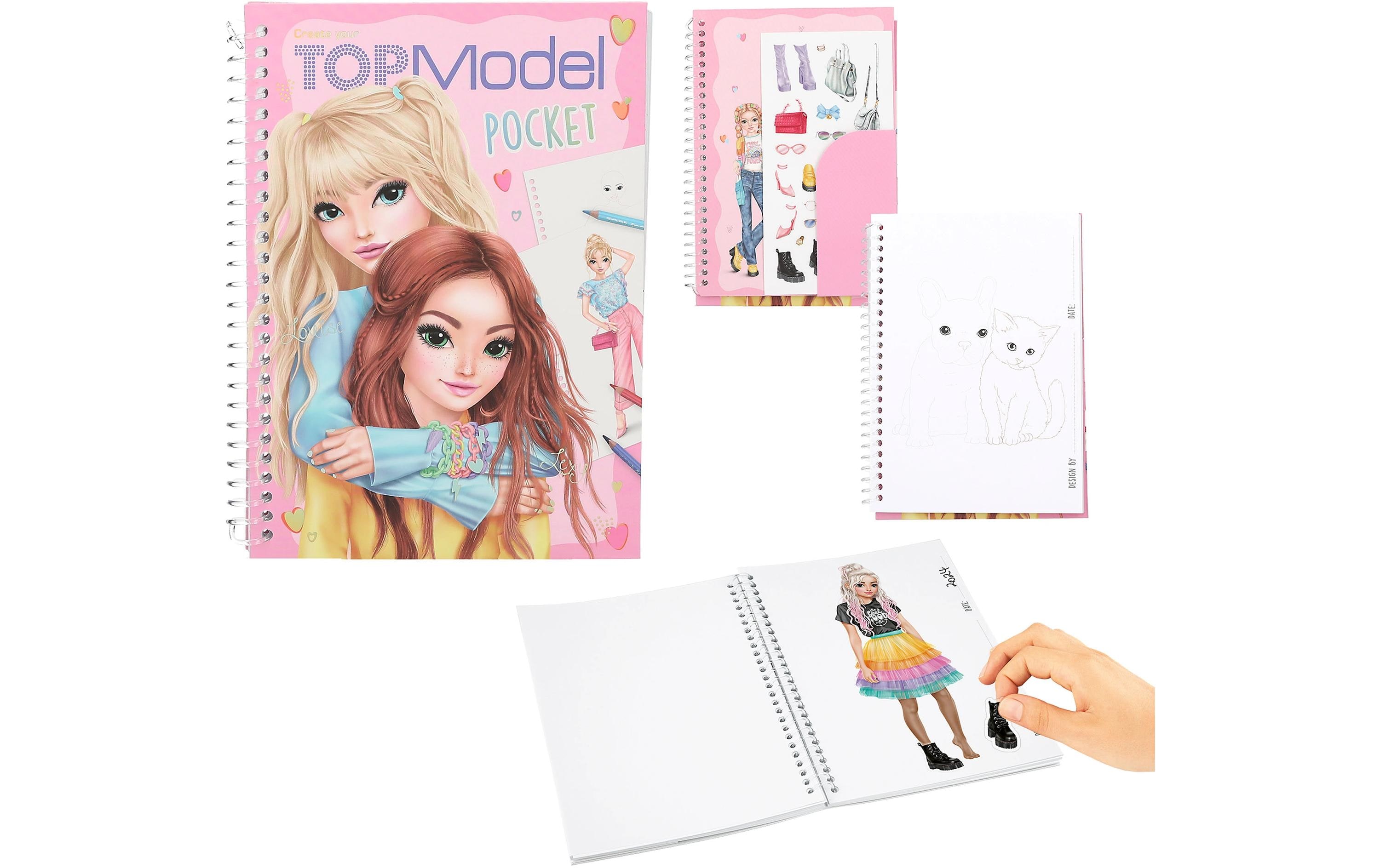 Malbuch Pocket Top Model 120 Seiten, 1 Bogen StickerBuch mit Ausmalbildern