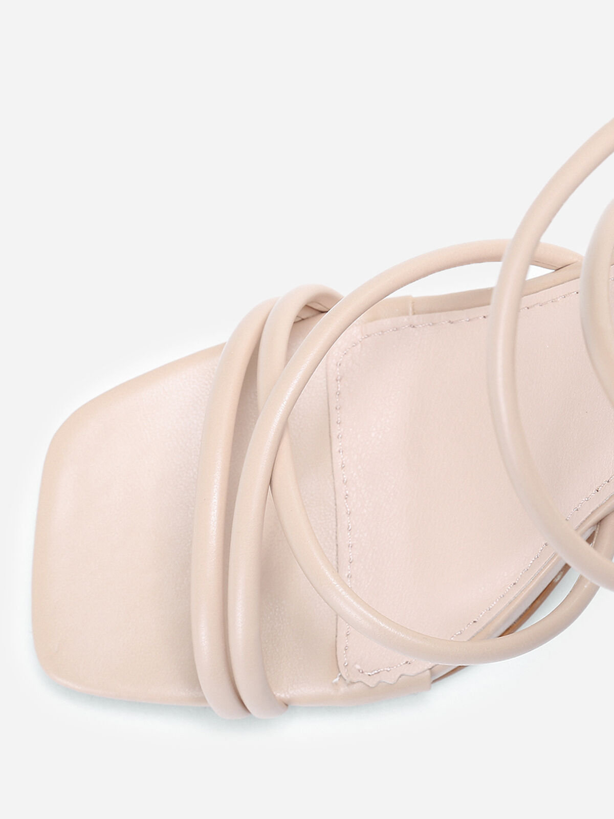 Sandales à talon bobine transparent- Beige
