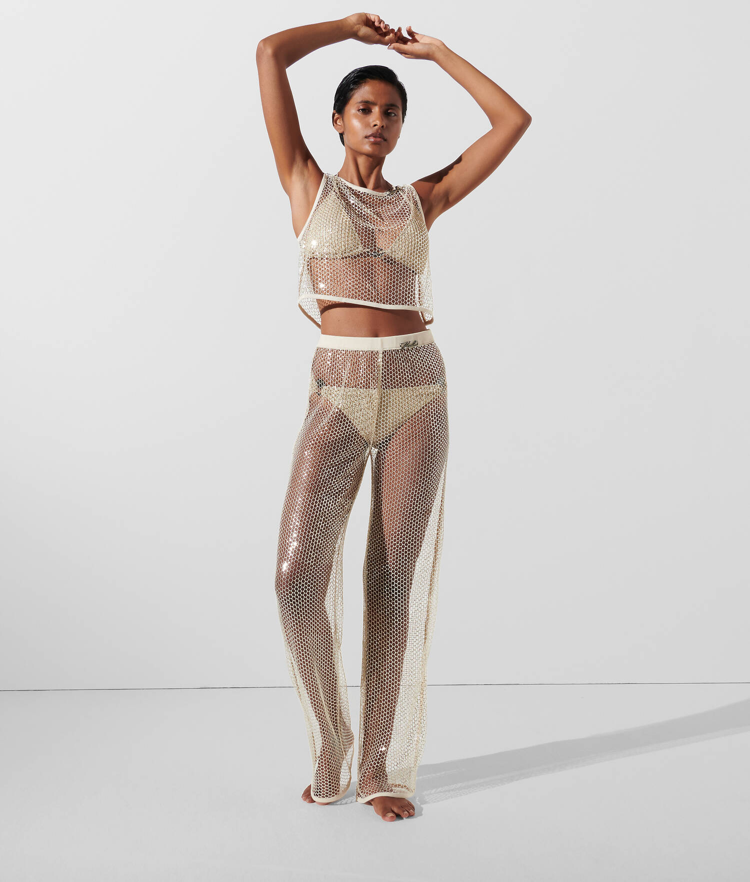PANTALON EN MESH ET SEQUINS