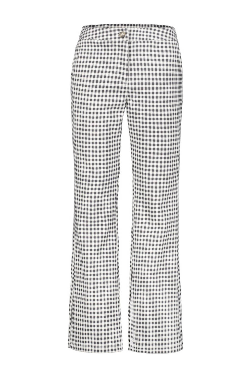 Garcia geruite high waist flared broek zwart/wit