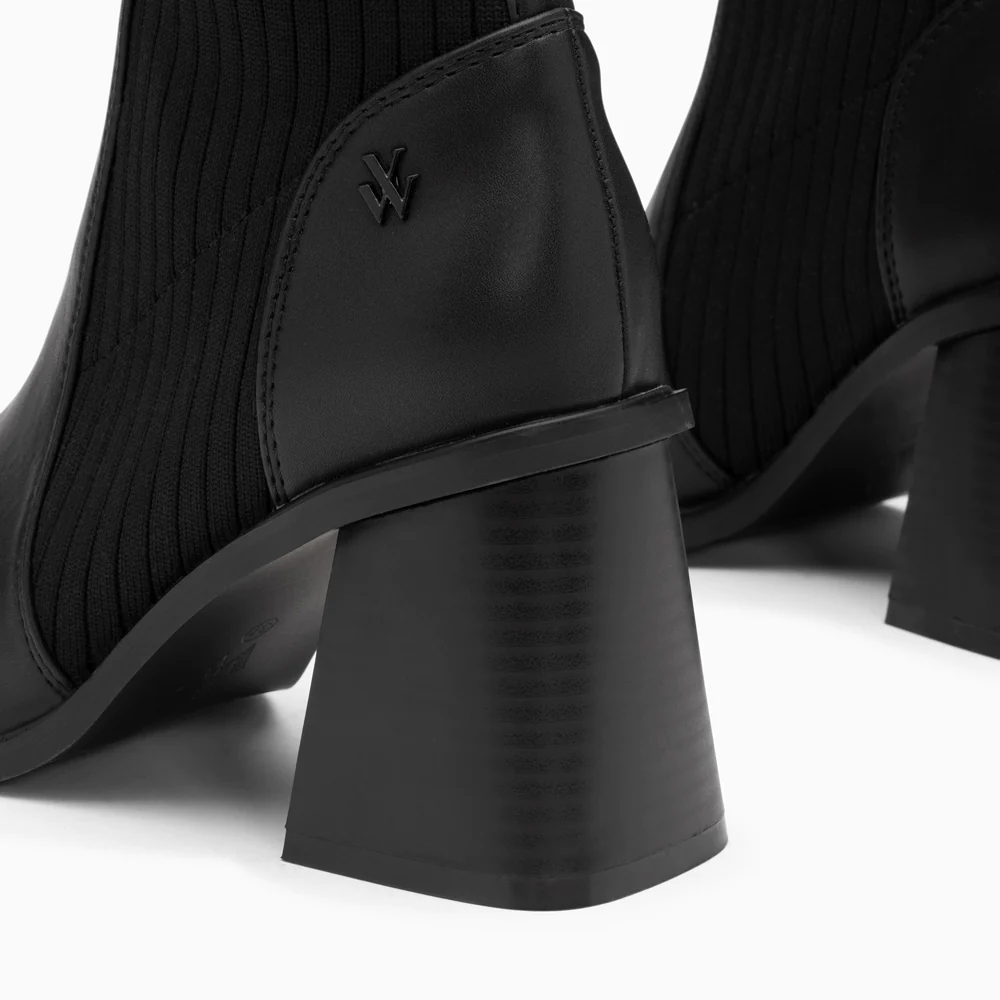 Bottines-Bottines chaussettes Jinger noires à talon trapèze