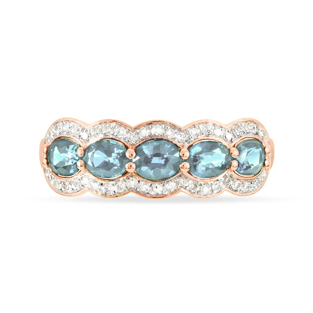Bague Margaux Or Rose Aigue Marine Et Diamant