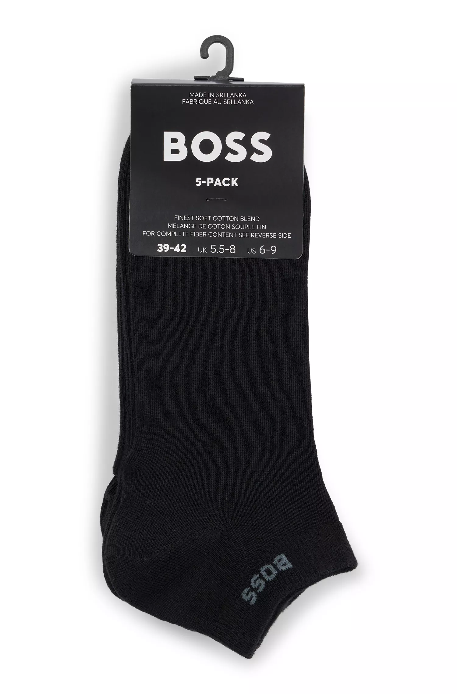 BOSS Black - Pacote com cinco pares de meias curtas de algodão misto com a marca.