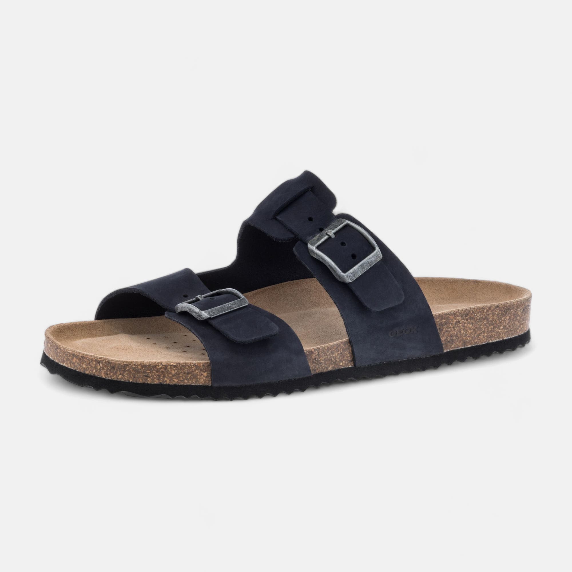 Mules semelle liège Homme en cuir bleu marine