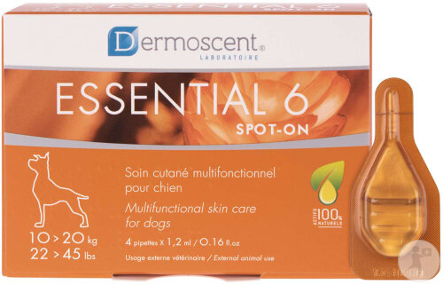 Dermoscent Essential 6 Spot-On Chien 10-20kg Pipettes 4x1,2ml