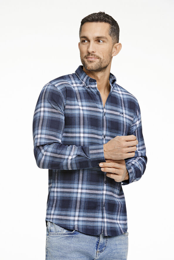 Lindbergh Brushed checked shirt L/S Dk blue