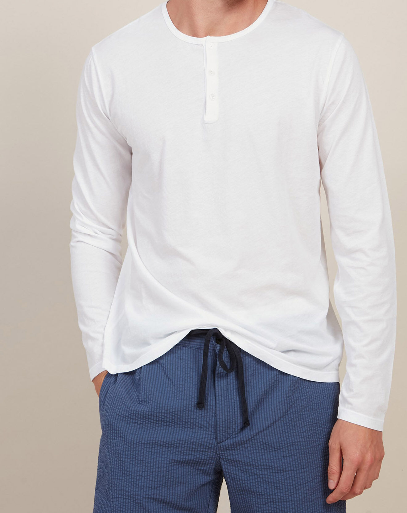 Hartford T-Shirt Light Henley blanc