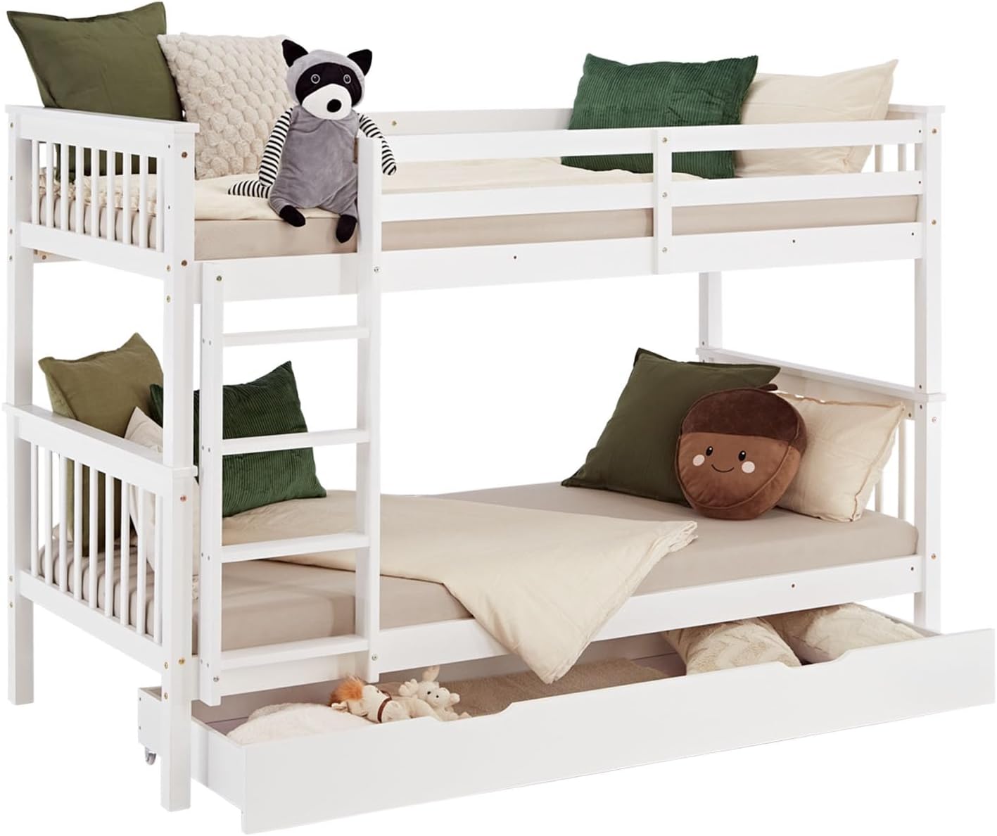 Homestyle4u, Etagenbett 2 Kinder 90x200 mit Treppe & Bettkasten Weiß, Hochbett Doppelstockbett umbaubar 2 Kinderbetten