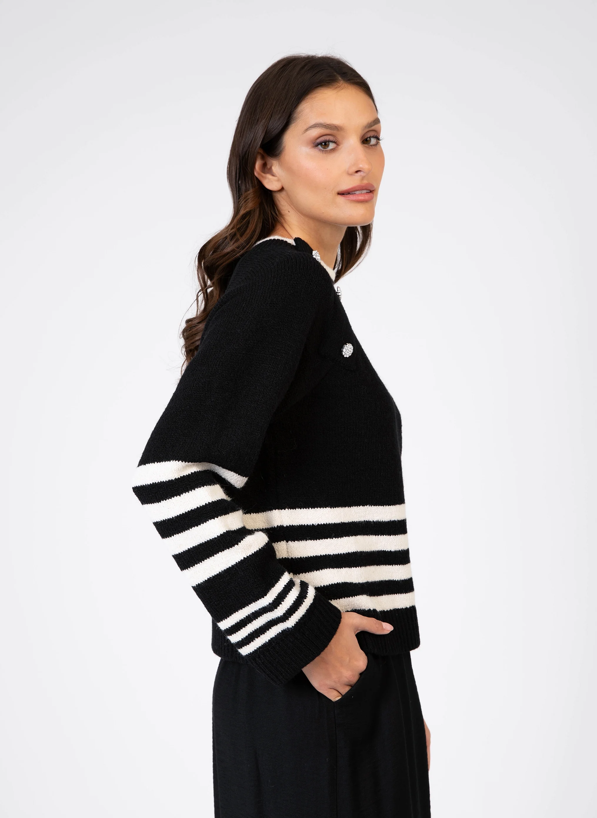 VICENZO - Pull col rond| Noir