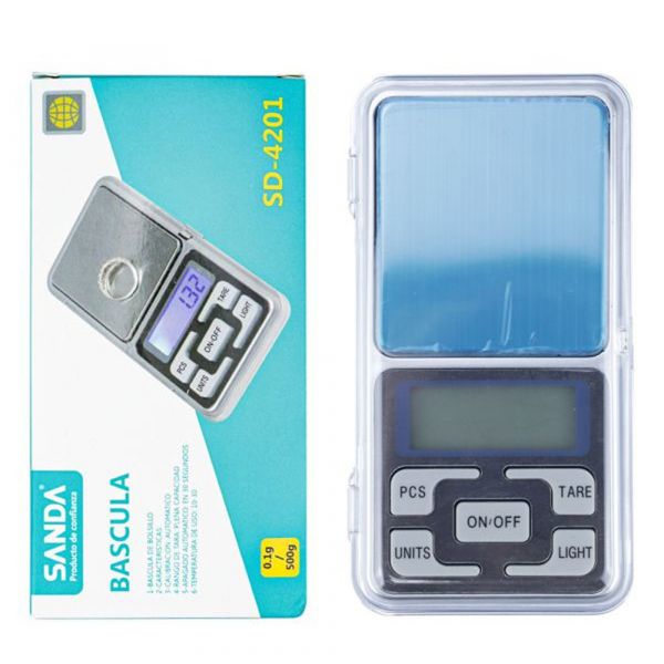 SANDA Balança de Pecisão Digital de Bolso SD-4201 CINZENTO