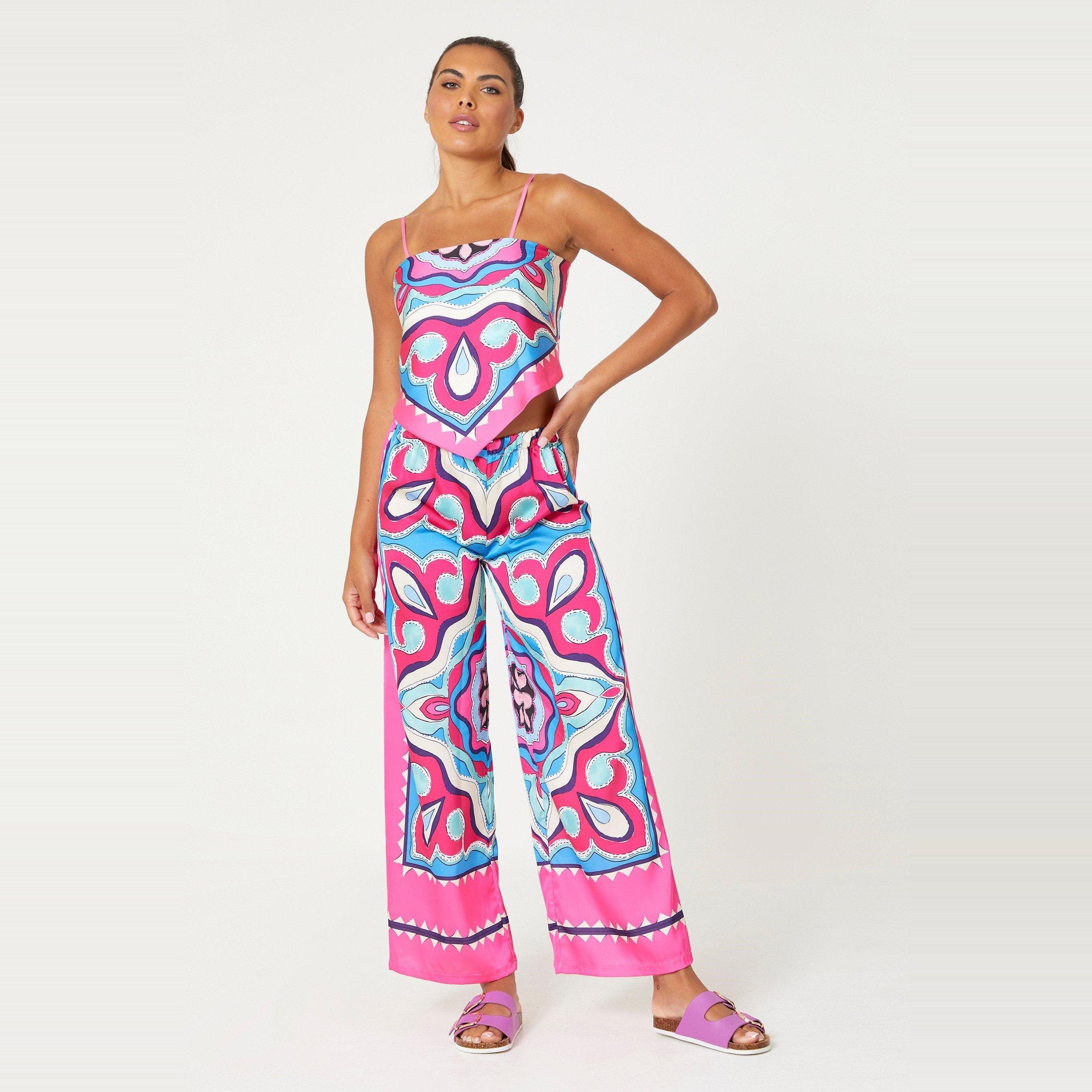 Be You BY Scarf Print Cami and Trouser Co Ord Set Womens