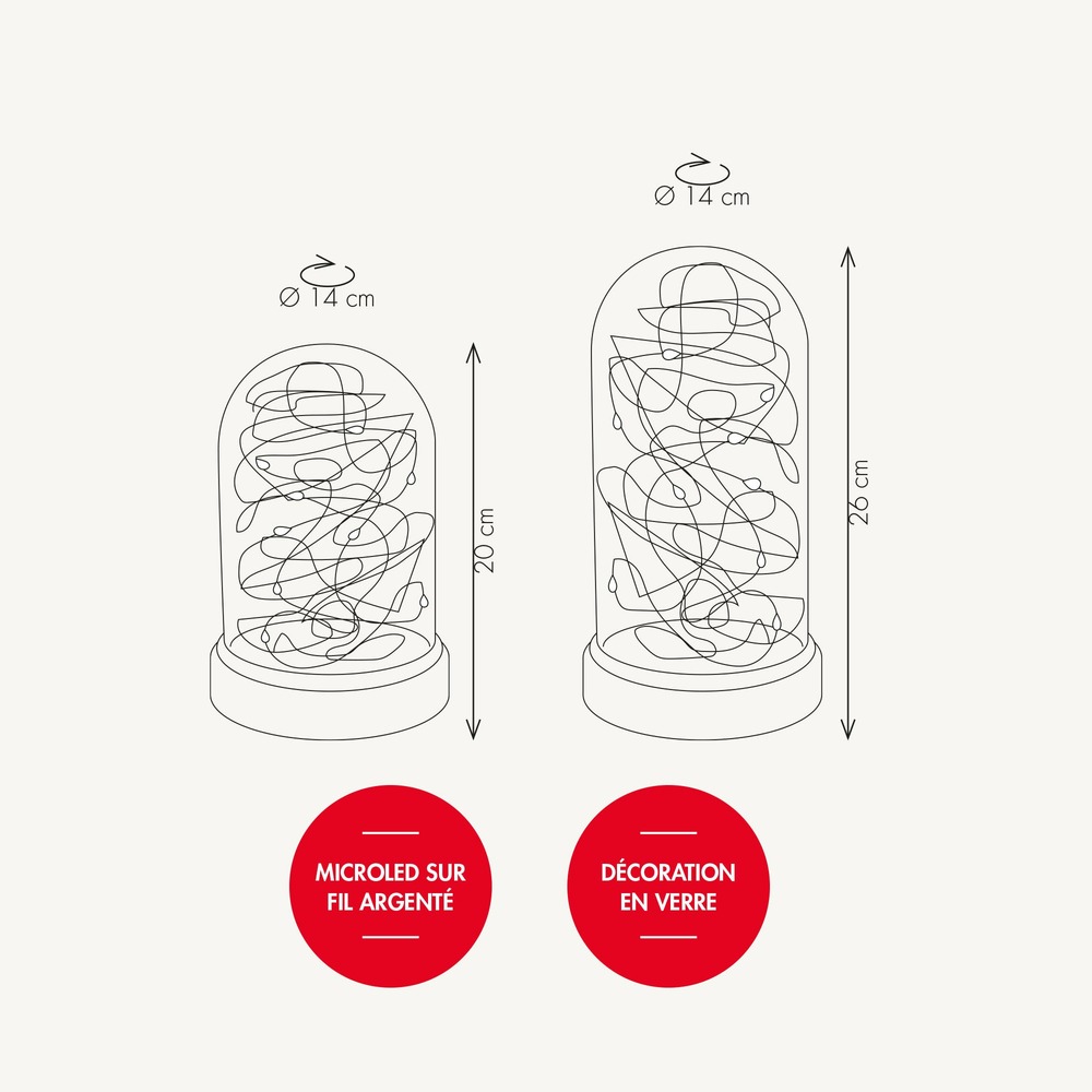Cloche en verre lumineuse m - vitroled - chromex