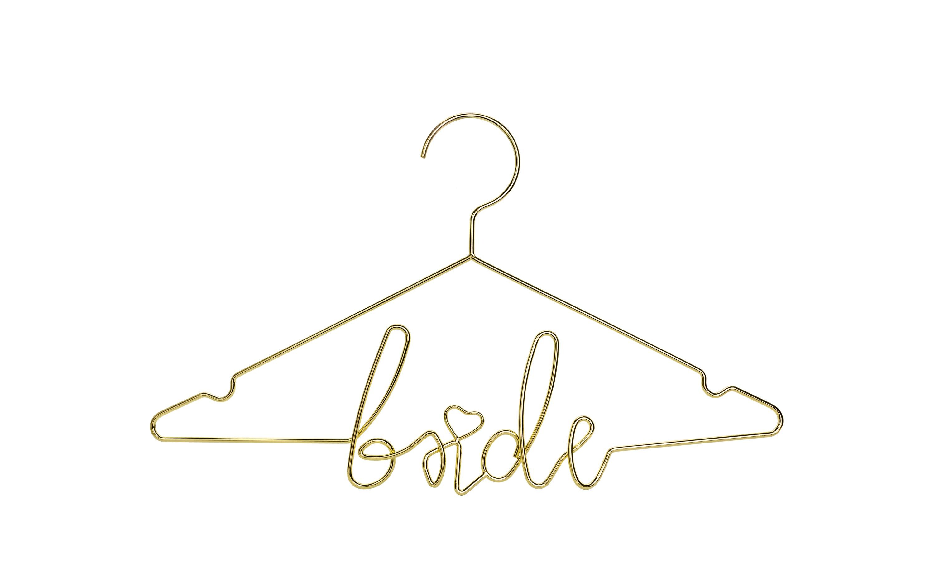 Hochzeitsaccessoire Kleiderbügel Bride 45 x 27 cm, GoldBügel zum Aufhängen vom schönen weissen Hochzeitskleid passend zum Anzug