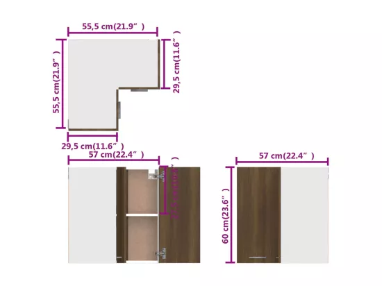 Armoire d'angle suspendue Chêne marron Bois d'ingénierie