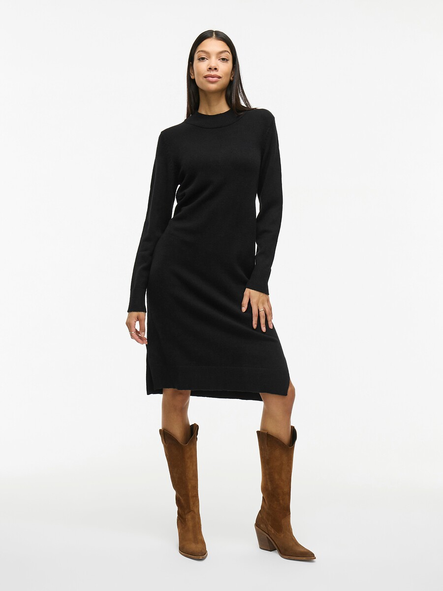 VILA<br>Vestido de malha midi, em tricô fino, com gola alta