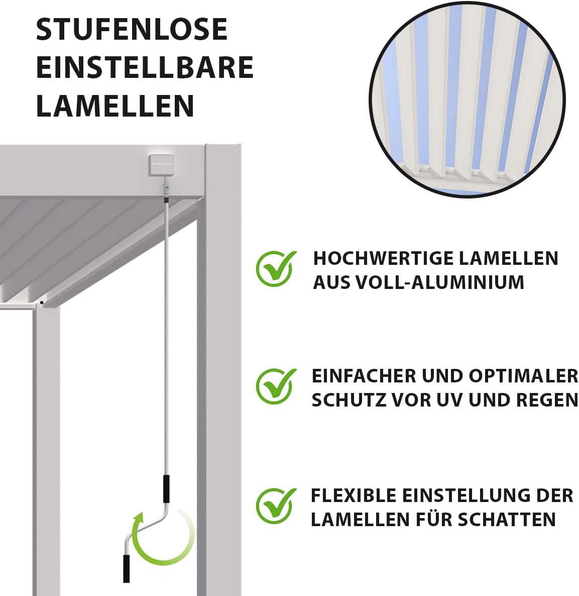Pavillon Pergola 4x6m Terassenüberdachung freistehend mit Lamellendach verstellbar Gartenpavillon Hardtop wasserdicht stabil Winterfest Voll-Aluminium Grillpavillon wetterfest Weide Deluxe Plus Weiß