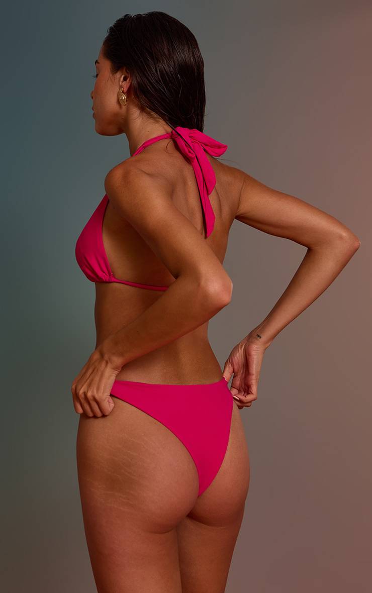 Fuchsia Bas De Bikini Tanga Turquoise À Anneau Doré