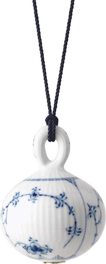Royal Copenhagen Musselmalet Riflet Julekugle 9,5 cm Hvid