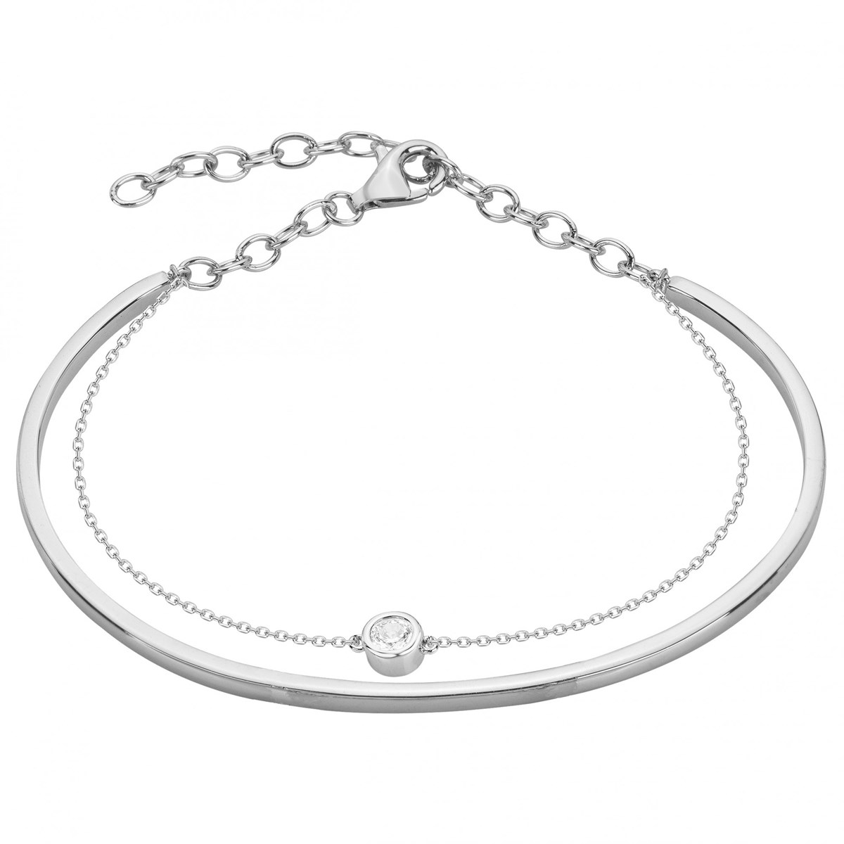 Bracelet semi-rigide en Argent avec oxyde de zirconium blanc