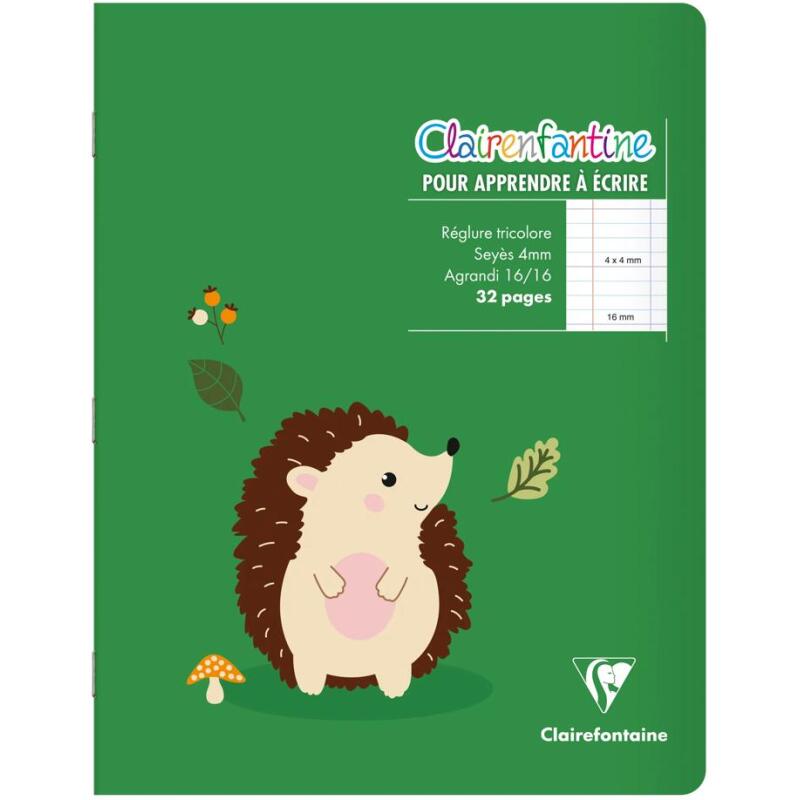 Cahier piqué 17x22 cm 32 pages grands carreaux 4 mm agrandis 16/16 mm - Assortis