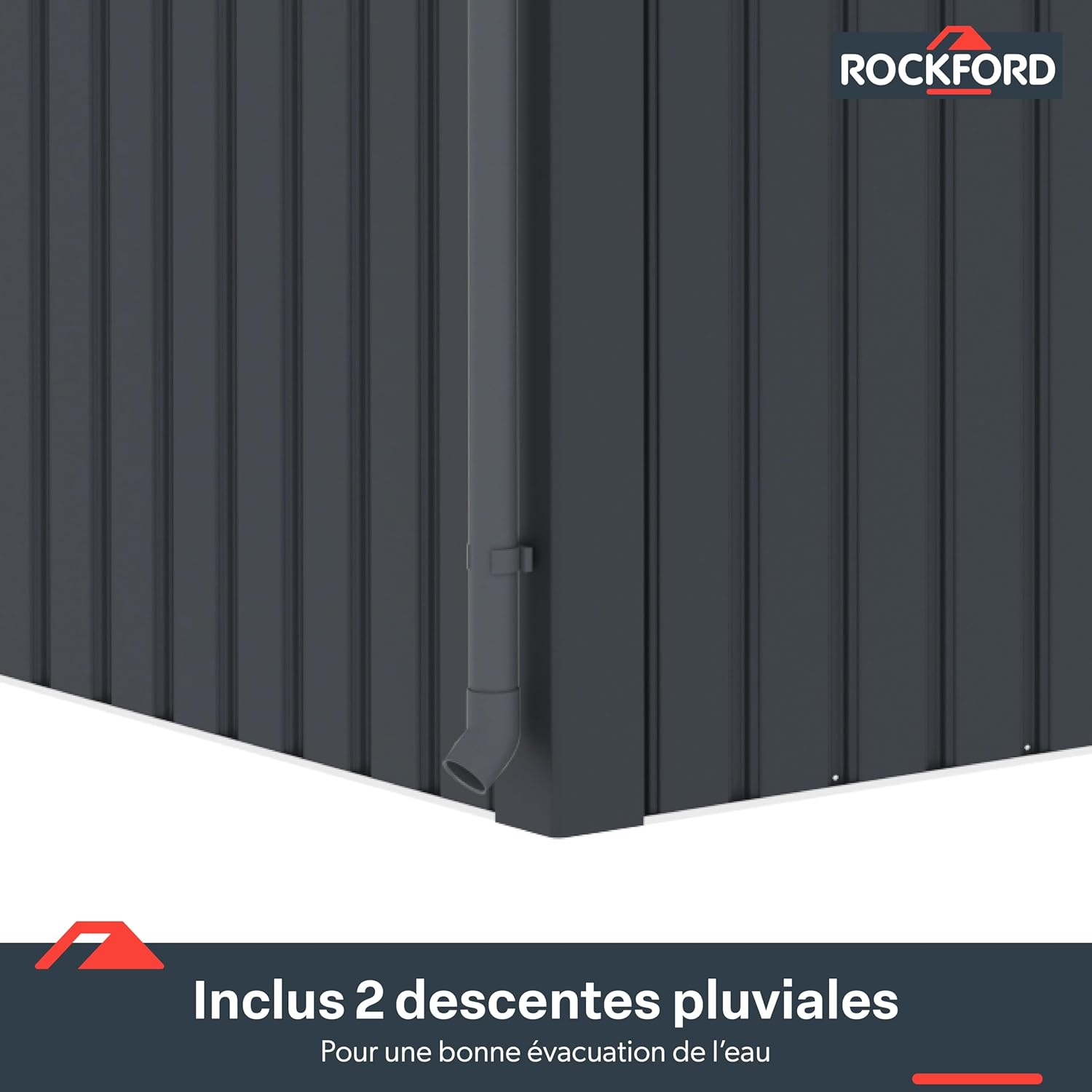 Rockford Porto 400 Gartenhaus aus Metall, Anthrazit