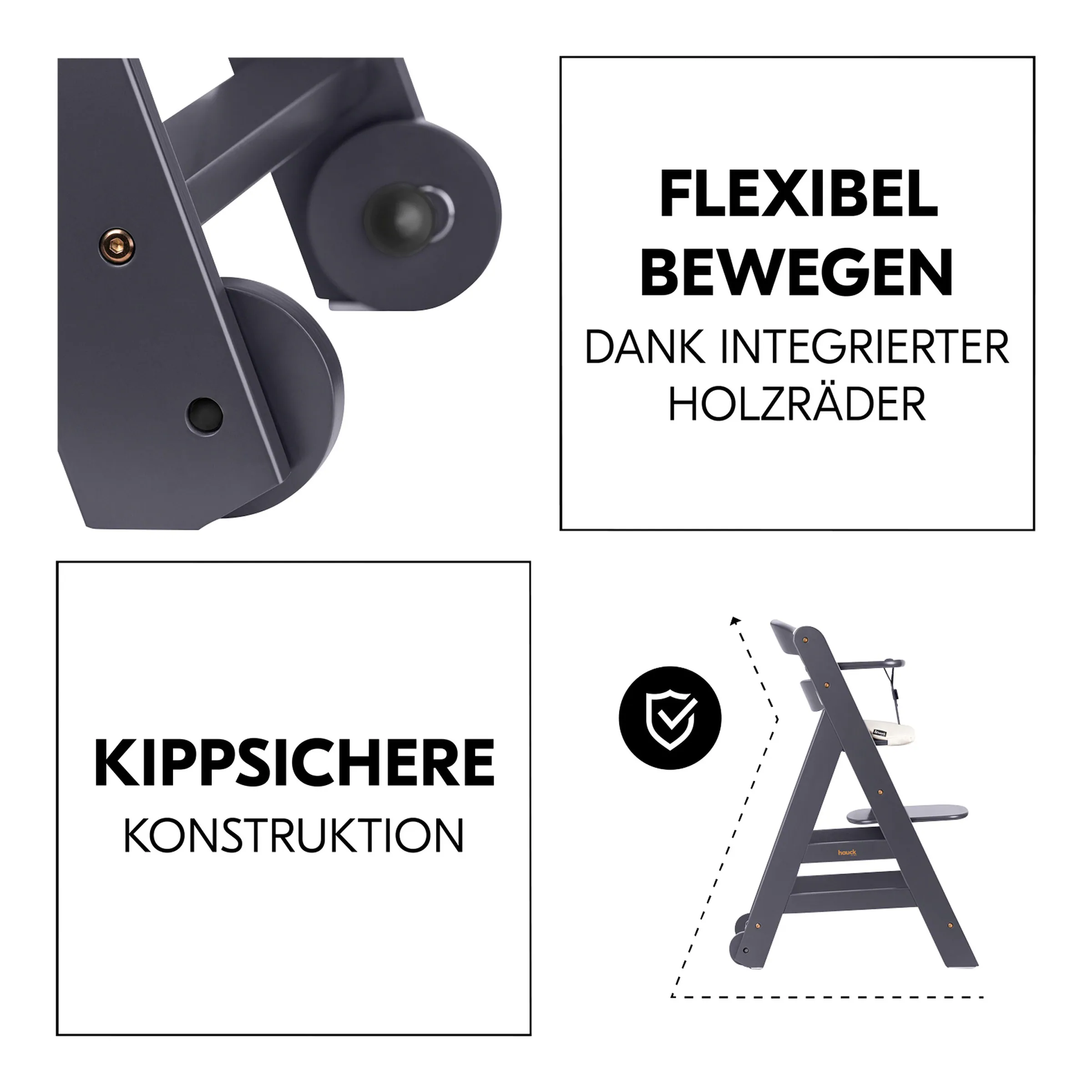 Hauck Hochstuhl Beta+ Dark Grey