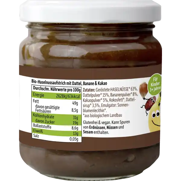 Bio Haselnussmus Dattel, Banane & Kakao
