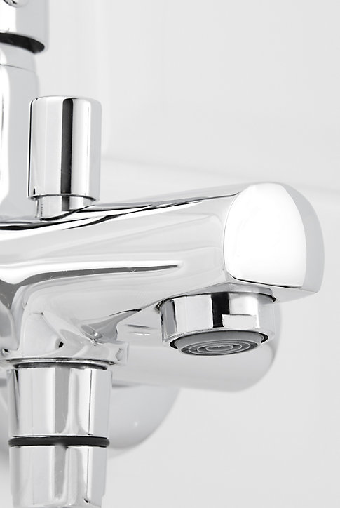 Mitigeur bain/douche 2 trous GoodHome Lazu en laiton coloris chromé entraxe 150 mm