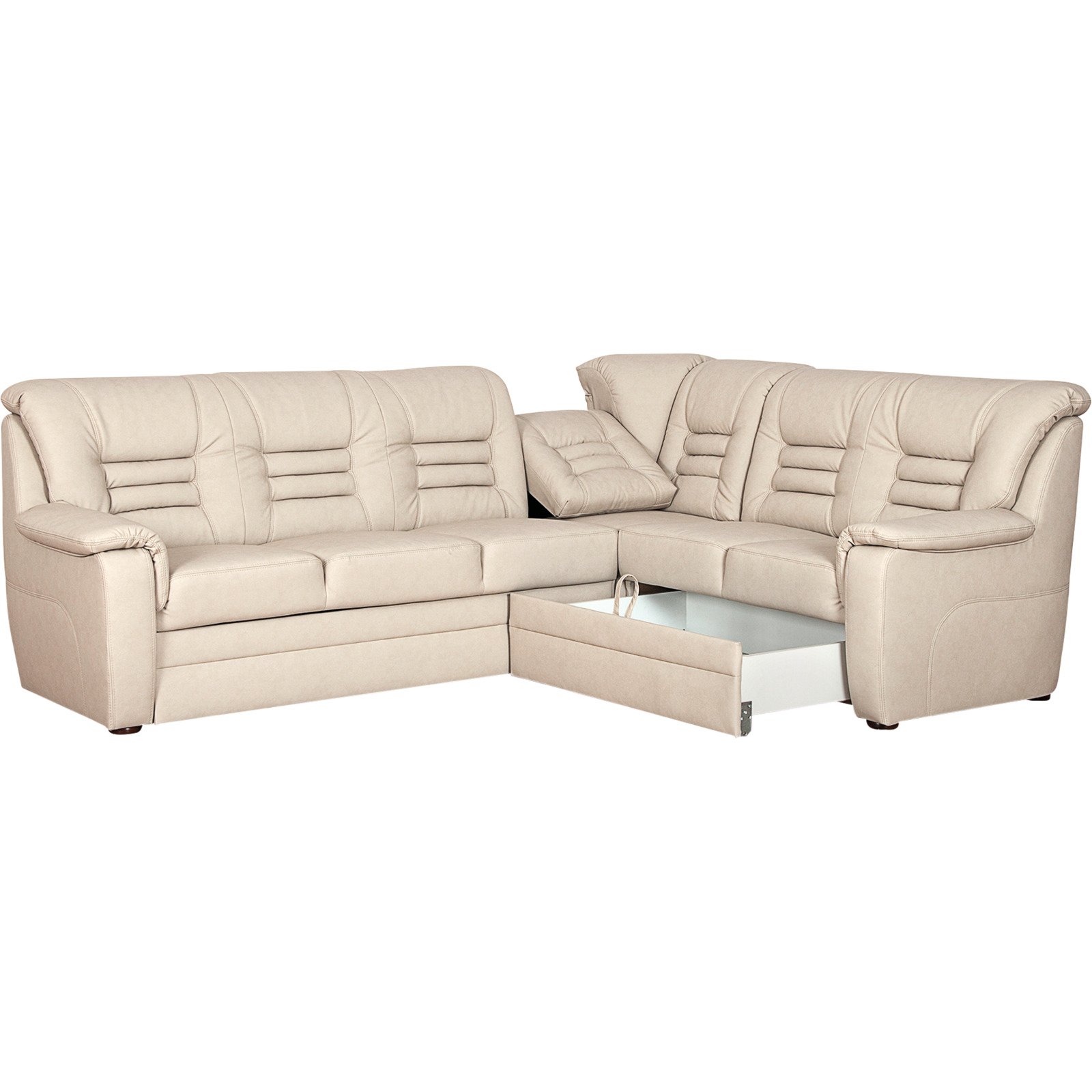 Ecksofa Merlin beige, Ottomane rechts