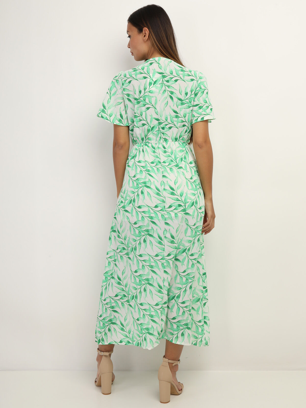 Robe cache cœur à motif feuilles- Vert