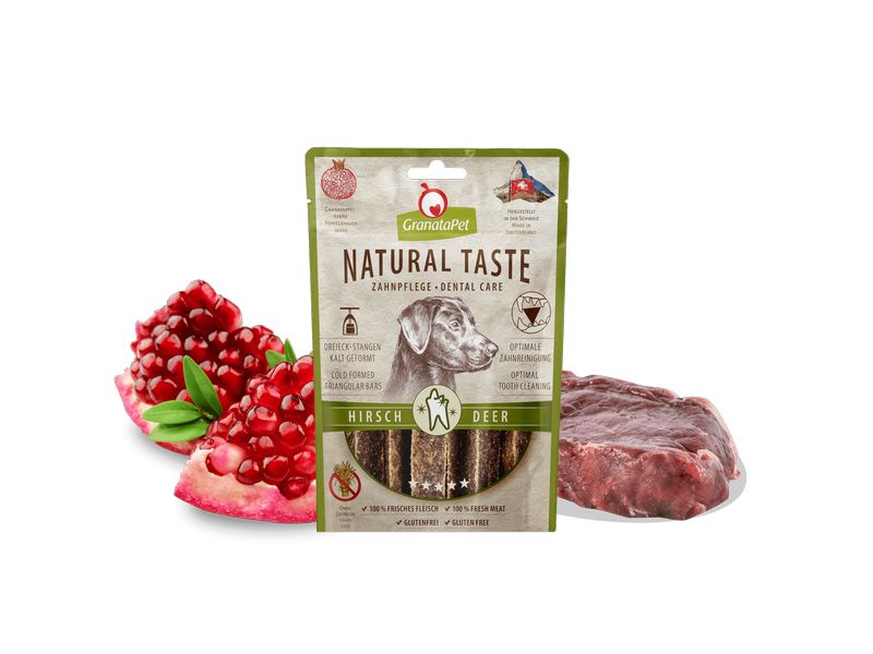 GranataPet Natural Taste Edler Snack Hirsch Zahnpflege 70 g Ergänzungsfuttermittel für Hunde