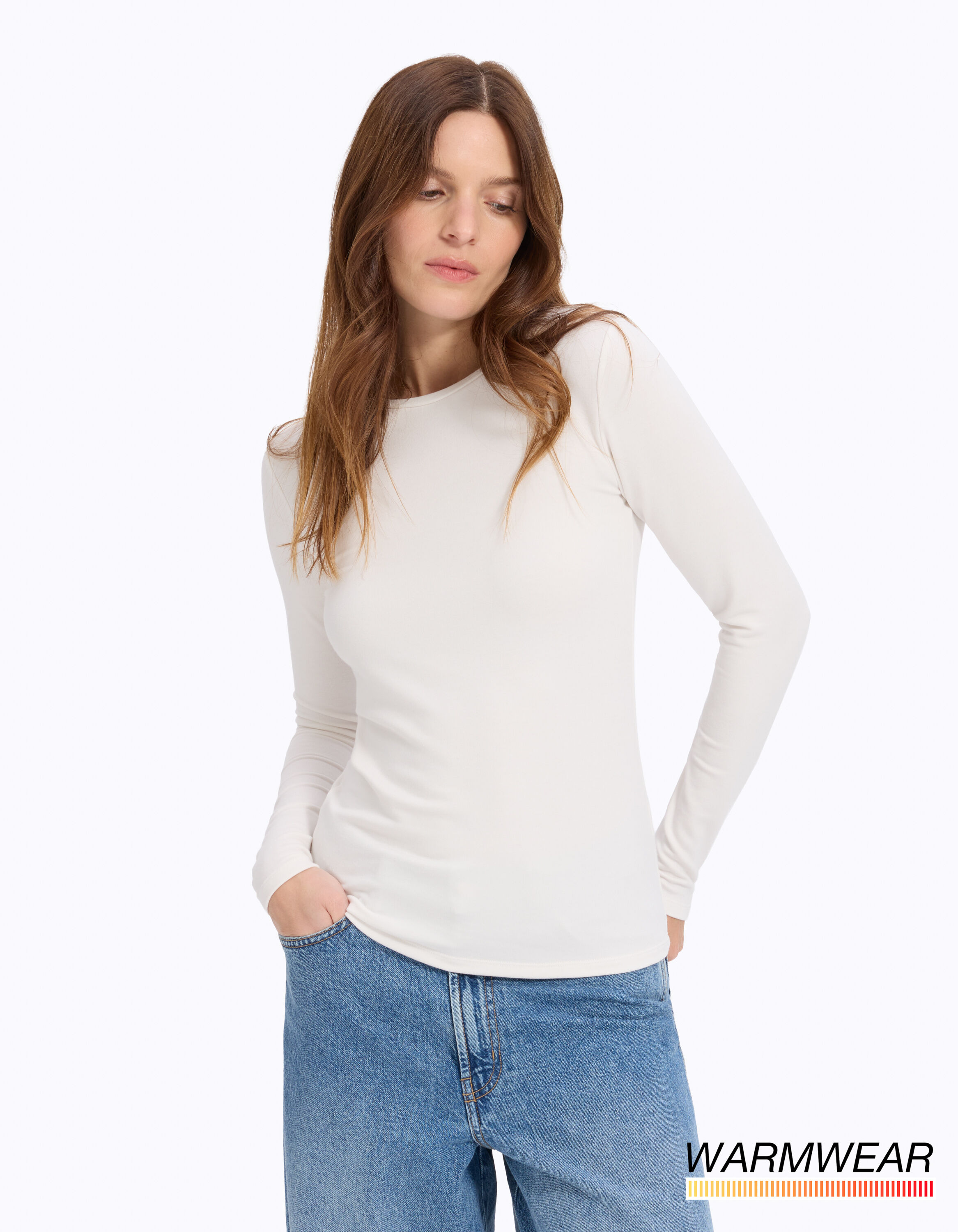 T-shirt col rond warmwear Niveau 2 - écru