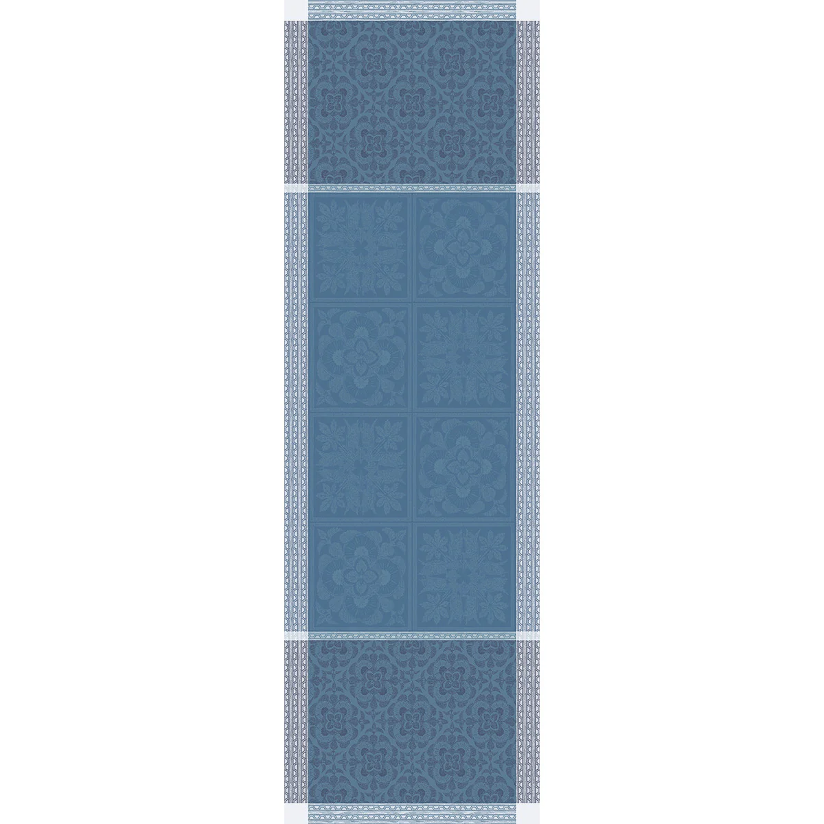 Chemin de table antitache déperlant pur lin bleu 54X174 Garnier Thieba