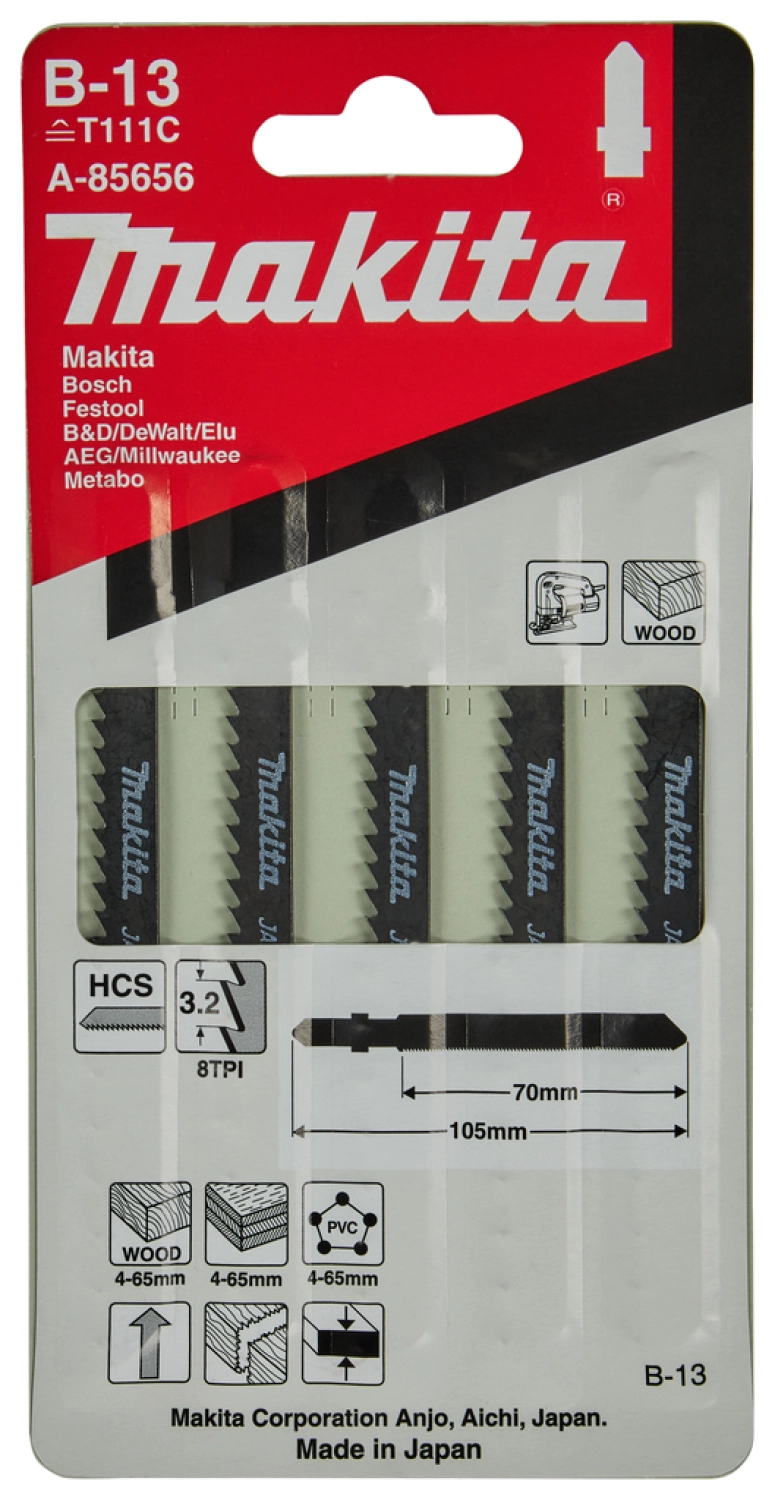 Makita A-85656 HCS Decoupeerzaagblad B13 - grof - Hout / Kunststof (5st)