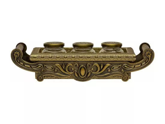 Plateau en métal repoussé couleur cuivre 43x17,5x7h