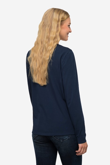 Langarm-Shirt, gestickter Schriftzug, Rundhals