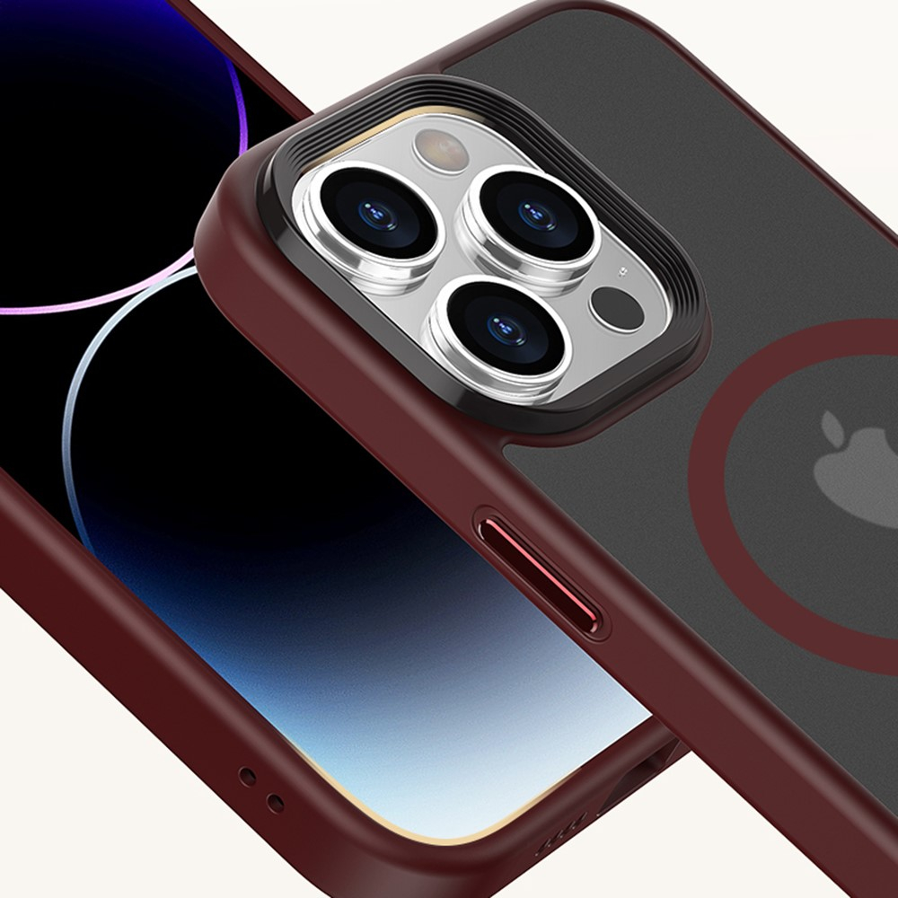 iPhone 15 Pro Max MagSafe Hybrid Hardcase Hülle mit TPU Bumper - Rot / Schwarz
