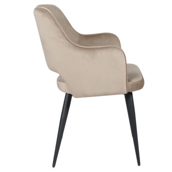 KARWEI eetkamerstoel Puck beige fluweel polyester met armleuning