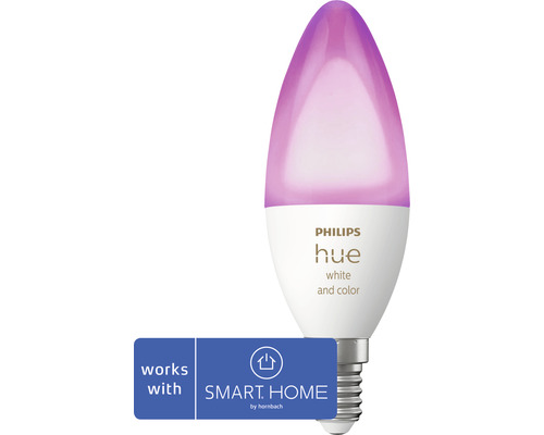 Philips Hue Kaarslamp White & Color Ambiance Dimbaar Wit E14 4W 320 lm Warm Wit - Daglicht Wit 1 st - Compatibel met SMART HOME van Hornbach