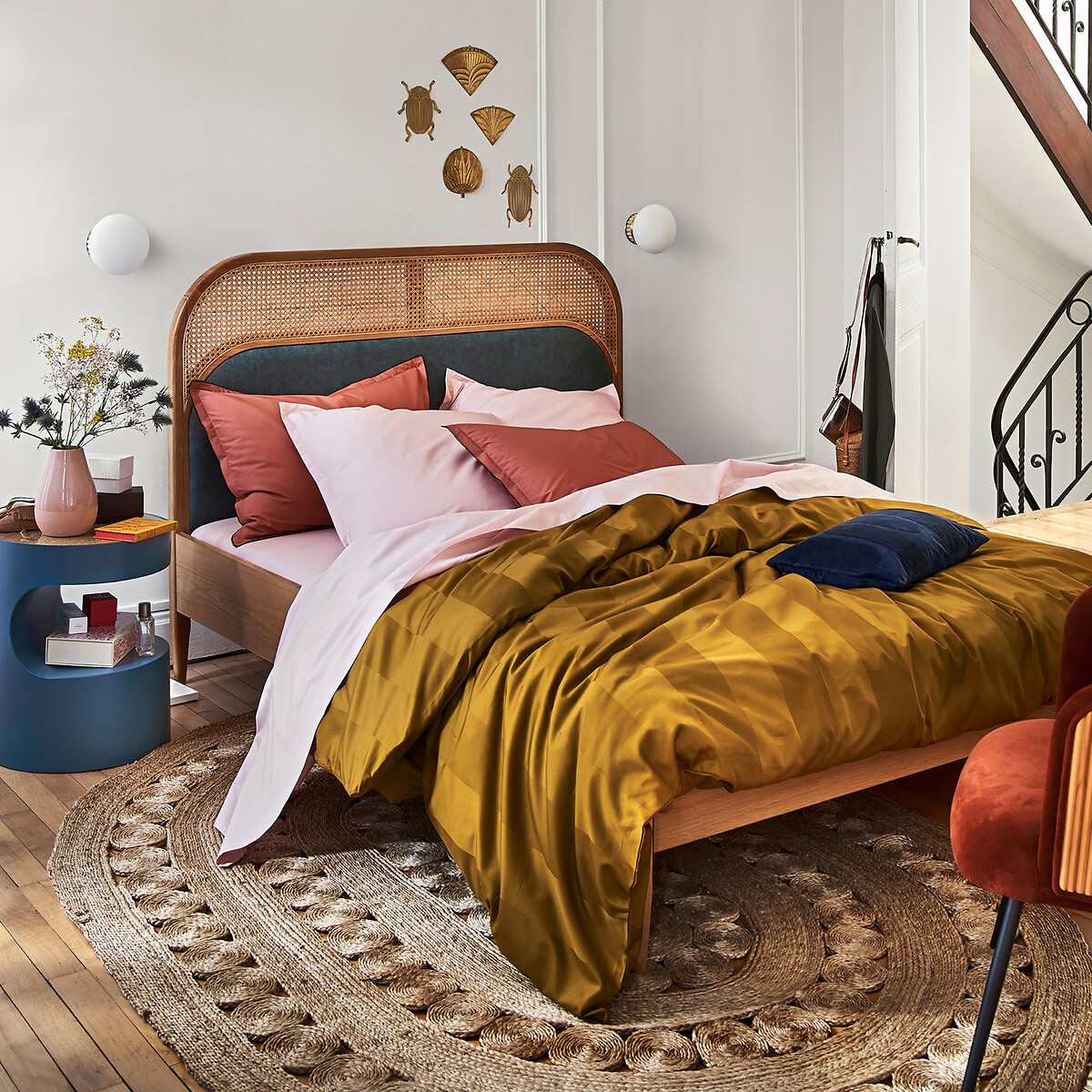 LA REDOUTE INTERIEURS<br>Arandela em latão, bambu e vidro opalino, Dolce